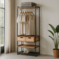 Armario vestidor 2 cajones Urban Natural - Negro 80 x 192,5 x 48 cm