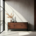Aparador en madera de Mango Arlet 3 puertas Marrón - Negro 160 x 75 x 40 cm