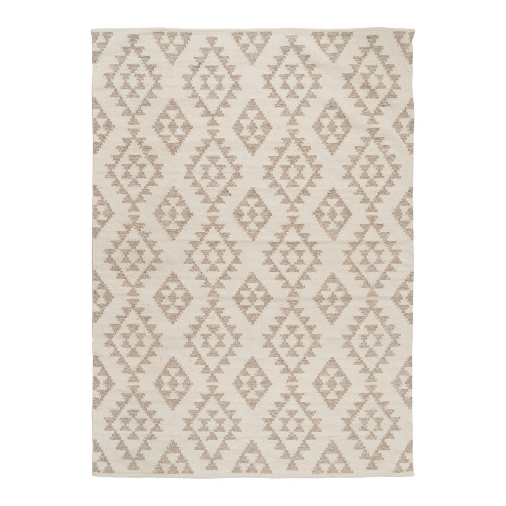 Alfombra de lana y algodón suave grande en Blanco - Natural 200 x 300 cm