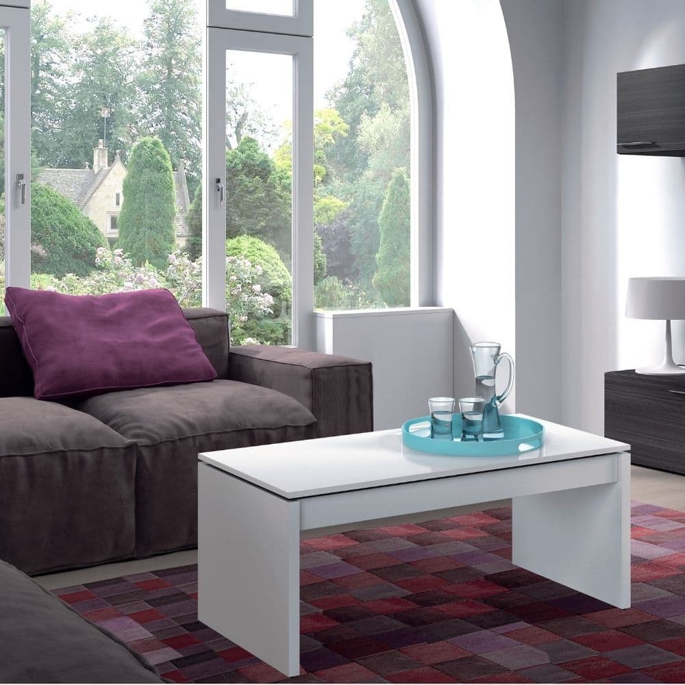 Mesa de centro elevable Attuale Blanco brillo cerrada