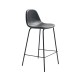 Tabouret de cuisine avec dossier Moyen Noir Oslo, tapissé en cuir synthétique Vulcano