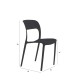 Schéma des dimensions chaise Roma noire largeur 45 cm hauteur 83 cm profondeur 55 cm