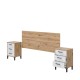 Testiera serie Velvet e comodini con cassetti aperti che mostrano le guide metalliche e la finitura bianco artik.