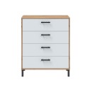 Kommode 4 Schubladen Velvet Eiche Nodi - Weiß Artik 77,5 x 94 x 40 cm