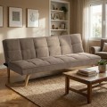 SOFÁ-CAMA BEIGE MADERA DECORACIÓN 175 X 84 X 73 CM