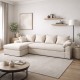 CHAISE-LOUNGER CREMA TEJIDO-MADERA 300 X 161 X 90 CM