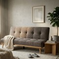 SOFÁ-CAMA TAUPE METAL-MADERA SALÓN 178 X 94 X 86 CM