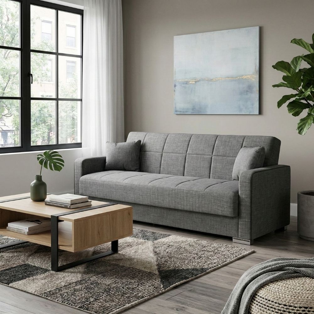 Couchette lit Madrid pas cher en gris - Fanmeubles