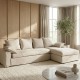 CHAISE-LOUNGER CREMA TEJIDO-MADERA 300 X 161 X 90 CM