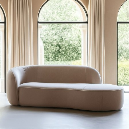 Sofá de 3 lugares design curvo Bege 229 x 76 x 100 cm