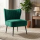 Butaca descalçadora Nerja em tecido Velvet verde | fanmuebles