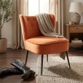 Butaca descalzadora Zambia tapizada en tela Velvet Naranja - Negro 57 x 72,5 x 58 cm