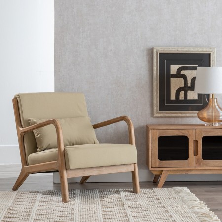SILLÓN NATURAL-BEIGE TEJIDO-MADERA 66 X 85 X 74 CM