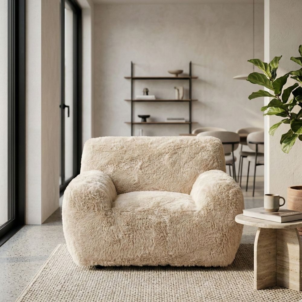 SILLÓN BEIGE TEJIDO 124 X 107 X 79,50 CM