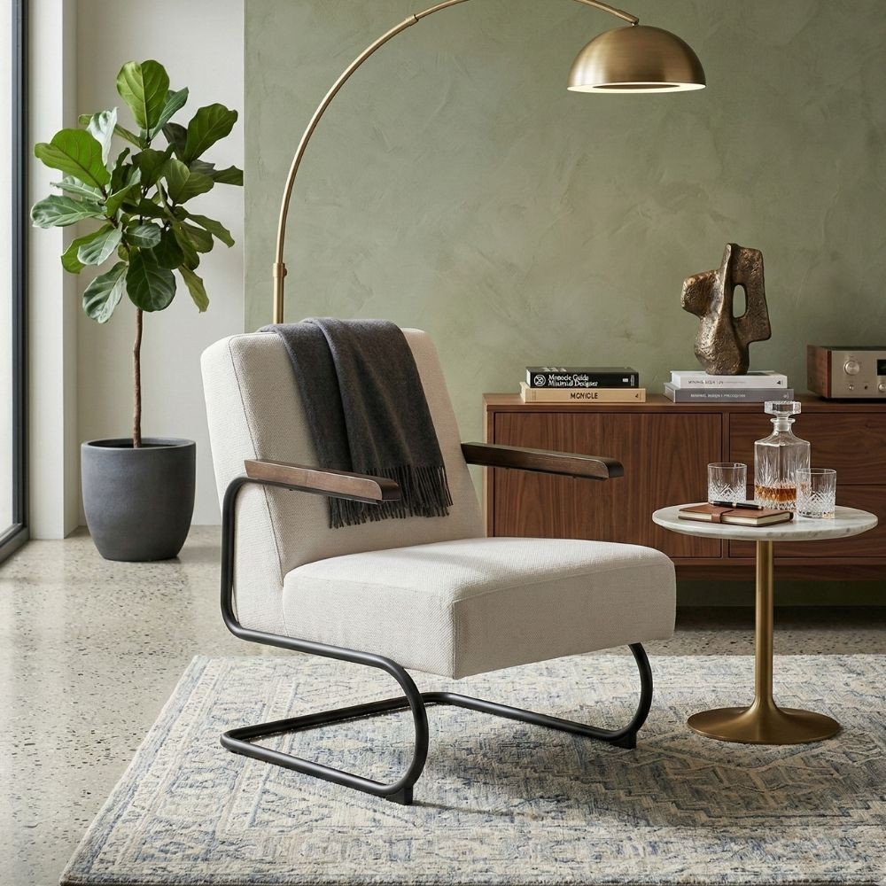 SILLÓN BEIGE METAL-TEJIDO 61 X 70 X 85 CM