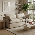 SOFÁ 3 PLAZAS BEIGE TEJIDO-MADERA 212 X 100 X 83 CM