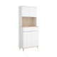 Hochschrank Wok Weiß Natur mit Schublade