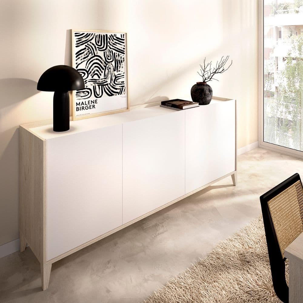 Aparador BARI Blanco Natural 150 cm Diseño Nórdico - fanmuebles