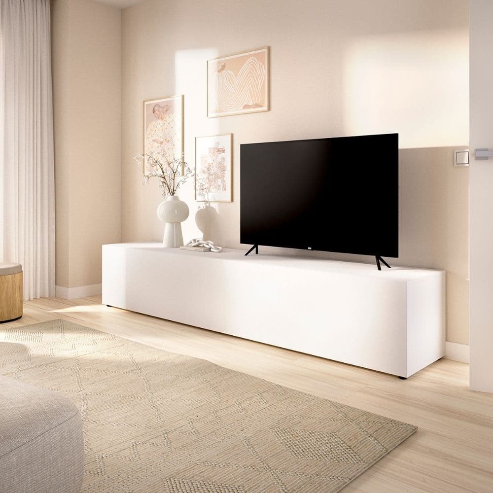 Meuble Bas TV Noka Blanc Extra large 220 cm