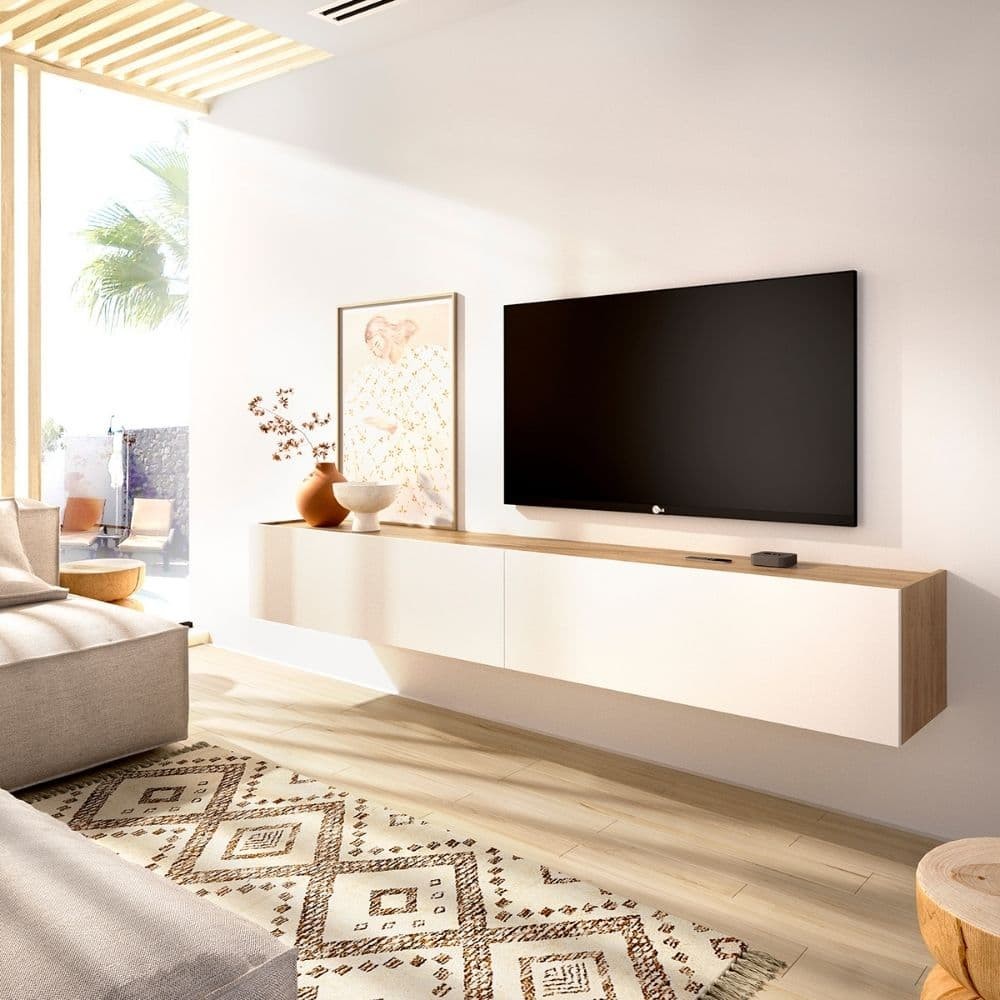Mueble TV Suspendido SKY Blanco Nordic 180 cm - fanmuebles