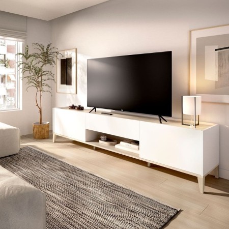 Mobile TV BARI Bianco Naturale 155 cm Design Nordico - fanmuebles