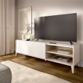 Móvel de TV baixo - Bari - Branco e Natural 155 x 49,5 x 43 cm