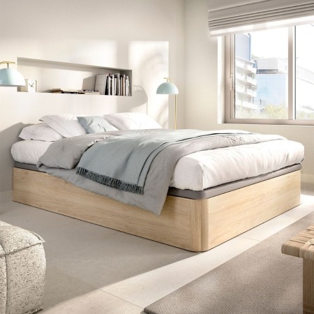 Lit coffre relevable Round 150x190 Naturel - fanmuebles