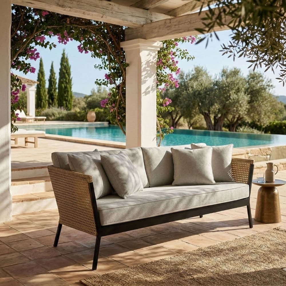 Sofá 2 Plazas Niva Negro - Crema 171 x 72.5 x 81 cm