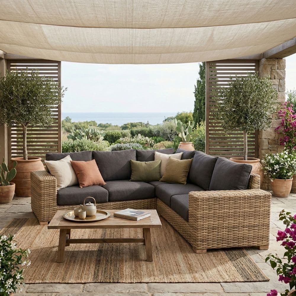 Divano Angolare Esterno Saba Rattan 246x246