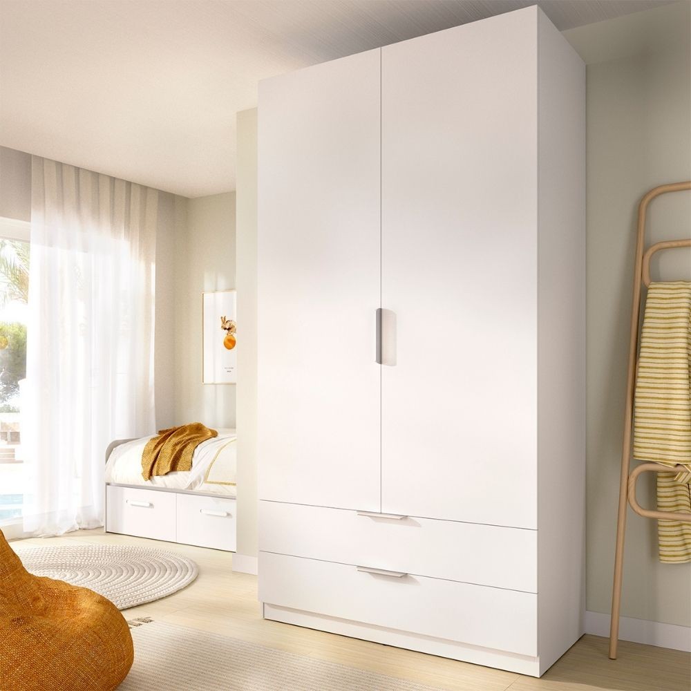 Roupeiro 2 portas e 2 gavetas Emax Branco - fanmuebles