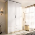 Armario 2 Puertas y 2 Cajones - Emax - Roble Claro - Blanco 91 x 203,5 x 51,4 cm