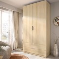 Kleiderschrank 2 Türen und 2 Schubladen Emax Weiß und Eiche Hell 91 x 203,5 x 51,4 cm