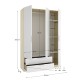 Roupeiro Emax Branco e Carvalho Claro 3 Portas 2 Gavetas - fanmuebles