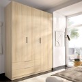 Armoire 3 Portes et 2 Tiroirs - Emax - Chêne Clair 136,6 x 203,5 x 51,4 cm
