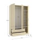 Armoire 3 portes et 2 tiroirs Emax Chêne - fanmuebles