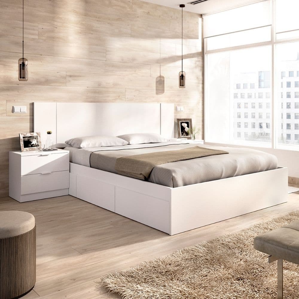 Pack Dormitorio Cama 4 cajones Len Blanco envío gratis España