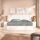 Pack Chambre Len Blanc Lit Coffre et Chevets