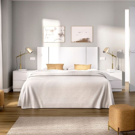 Testiera con Comodini FLOW Bianco 240 cm - fanmuebles
