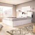 Cama com 4 gavetas e cabeceira - Pack Ten - Branco - Natural 157,2 x 96 x 219,8 cm