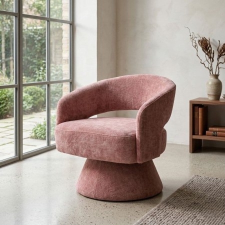 SILLÓN GIRATORIO SALMÓN TEJIDO-MADERA 71 X 68 X 72 CM