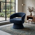 SILLÓN GIRATORIO AZUL TEJIDO-MADERA 71 X 68 X 72 CM