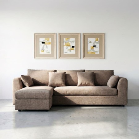 Sofá Chaise Longue Marrón Claro 260 x 76 x 146 cm