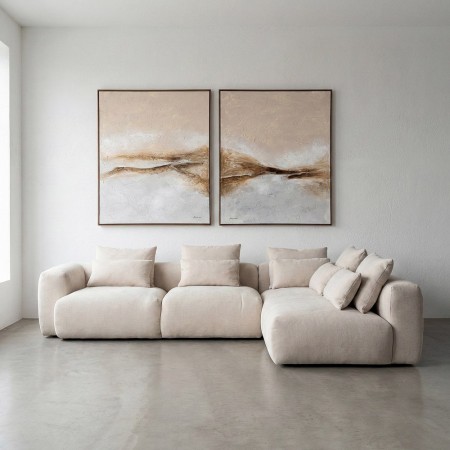 SOFÁ CHAISE LONGUE DERECHA CREMA TEJIDO 307 X 202 X 81 CM