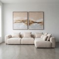 Sofá Chaise Longue Crema 307 x 81 x 202 cm