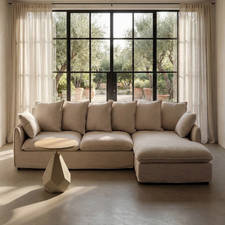 Sofá Chaise Longue Beige 252 x 84 x 158 cm