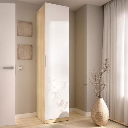 Armadio 1 anta battente Emax Rovere Bianco - fanmuebles