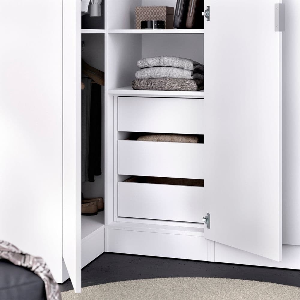 Bloc-tiroirs intérieur 3 tiroirs armoire Blanc