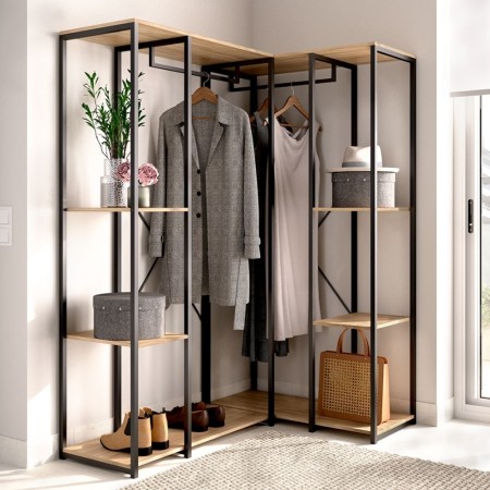 Vestidor Rincón Abierto Trok Roble Negro - fanmuebles