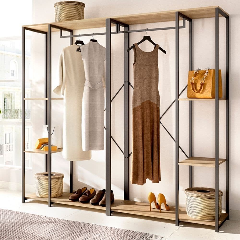 Armadio Aperto Trok 180cm Rovere Nero - fanmuebles