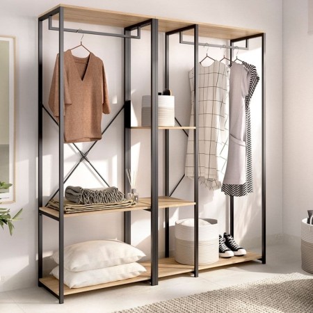 Offenen Kleiderschrank TROK 150cm Eiche und Schwarz kaufen